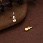 Tiny Violin Stud Earrings in Sterling Silver, Silver or Gold, Music Earrings