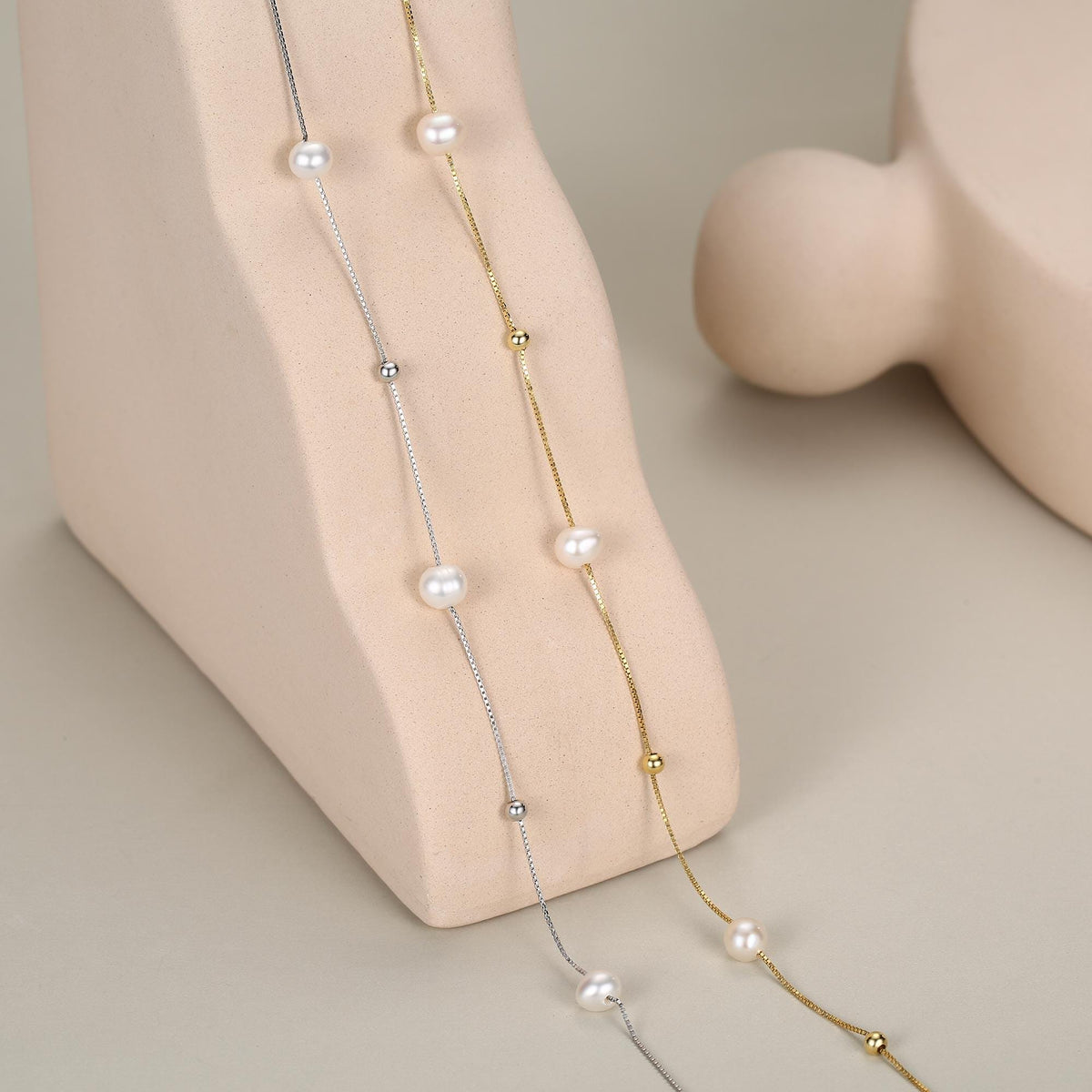 Genuine Pearl Choker Necklace in Sterling Silver
