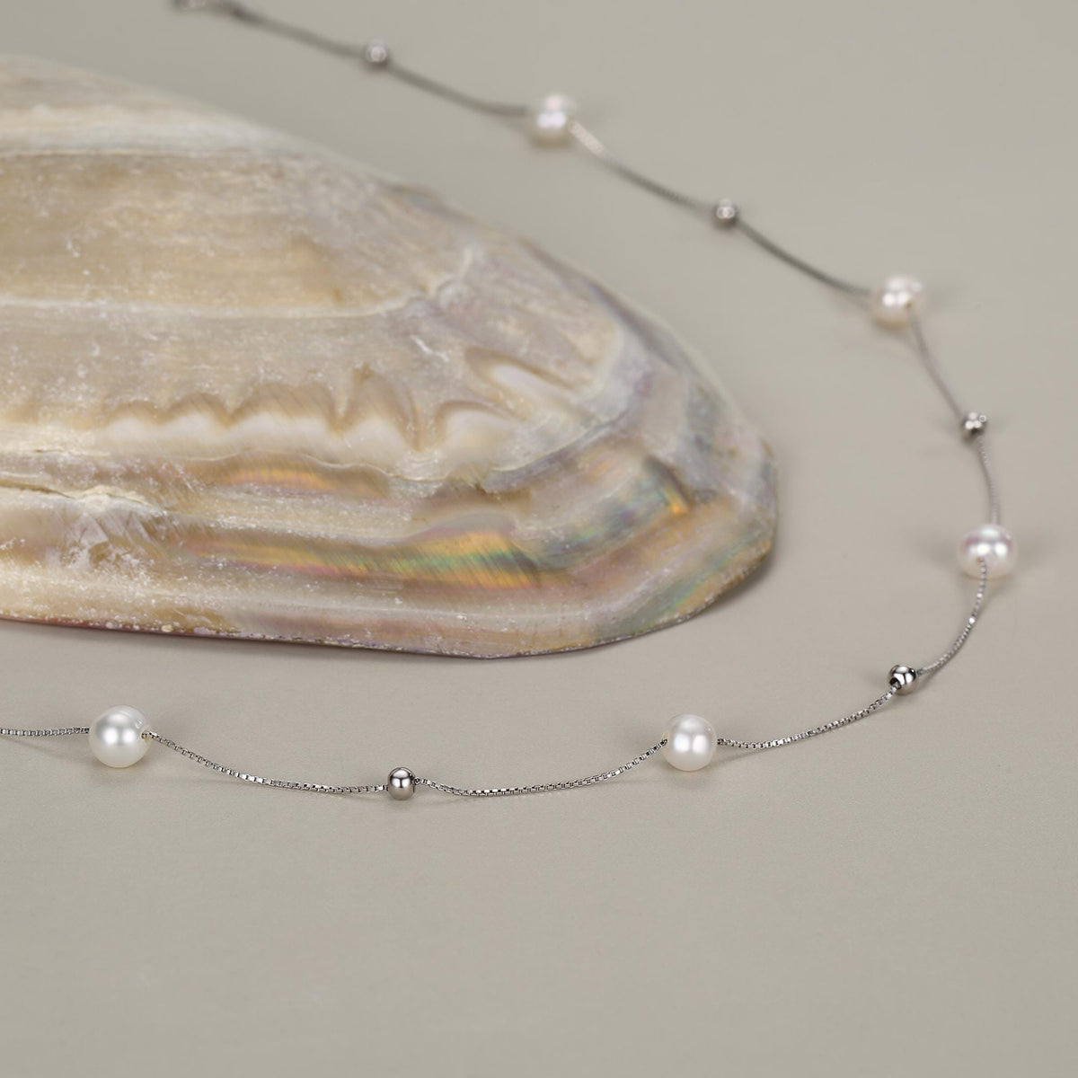 Genuine Pearl Choker Necklace in Sterling Silver