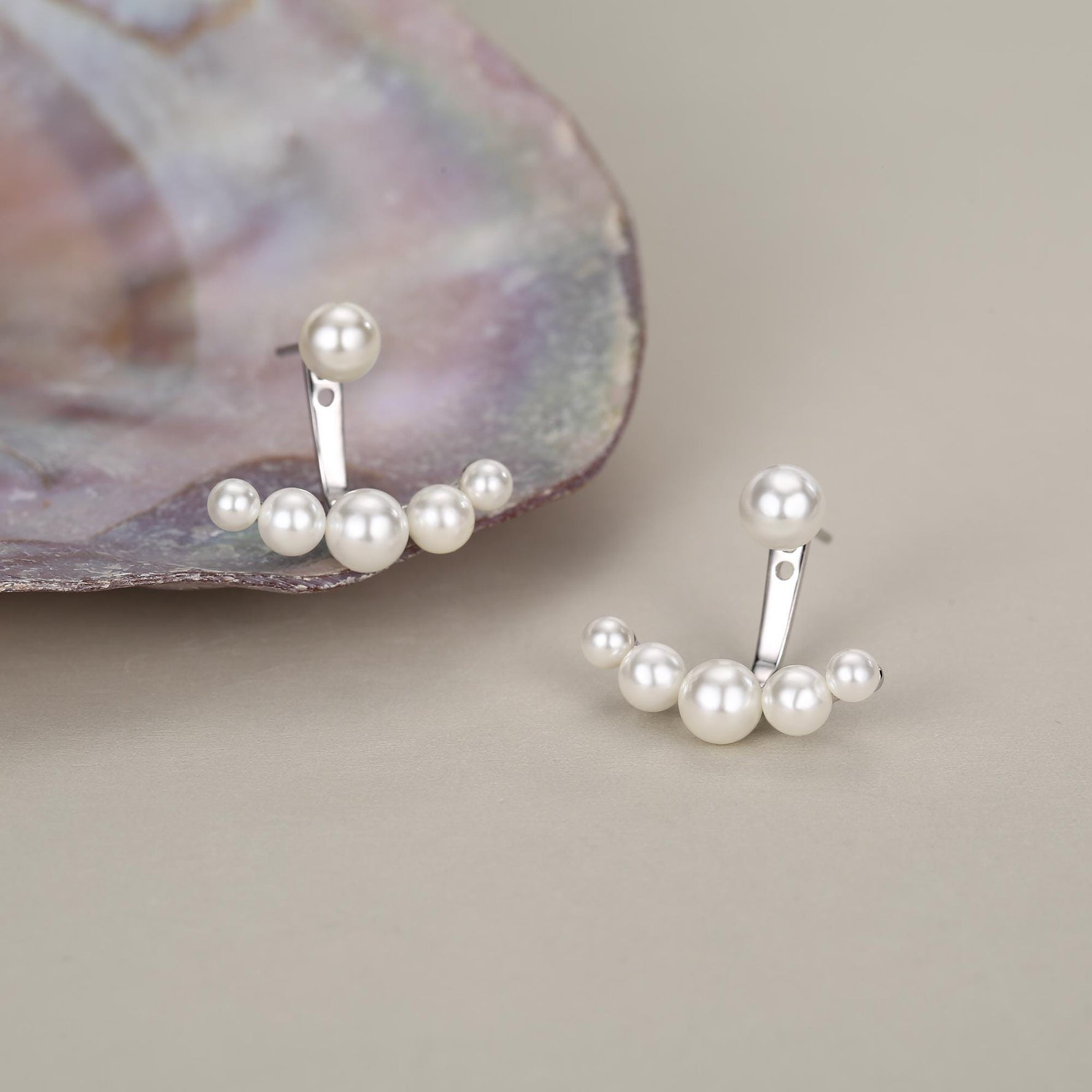 Sterling Silver Mother of Pearl Pearl Jacket Earrings in Sterling Silver
