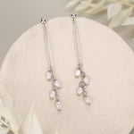 Genuine Oval Freshwater Pearl Drop Dangle Earrings in Sterling Silver