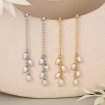 Genuine Oval Freshwater Pearl Drop Dangle Earrings in Sterling Silver