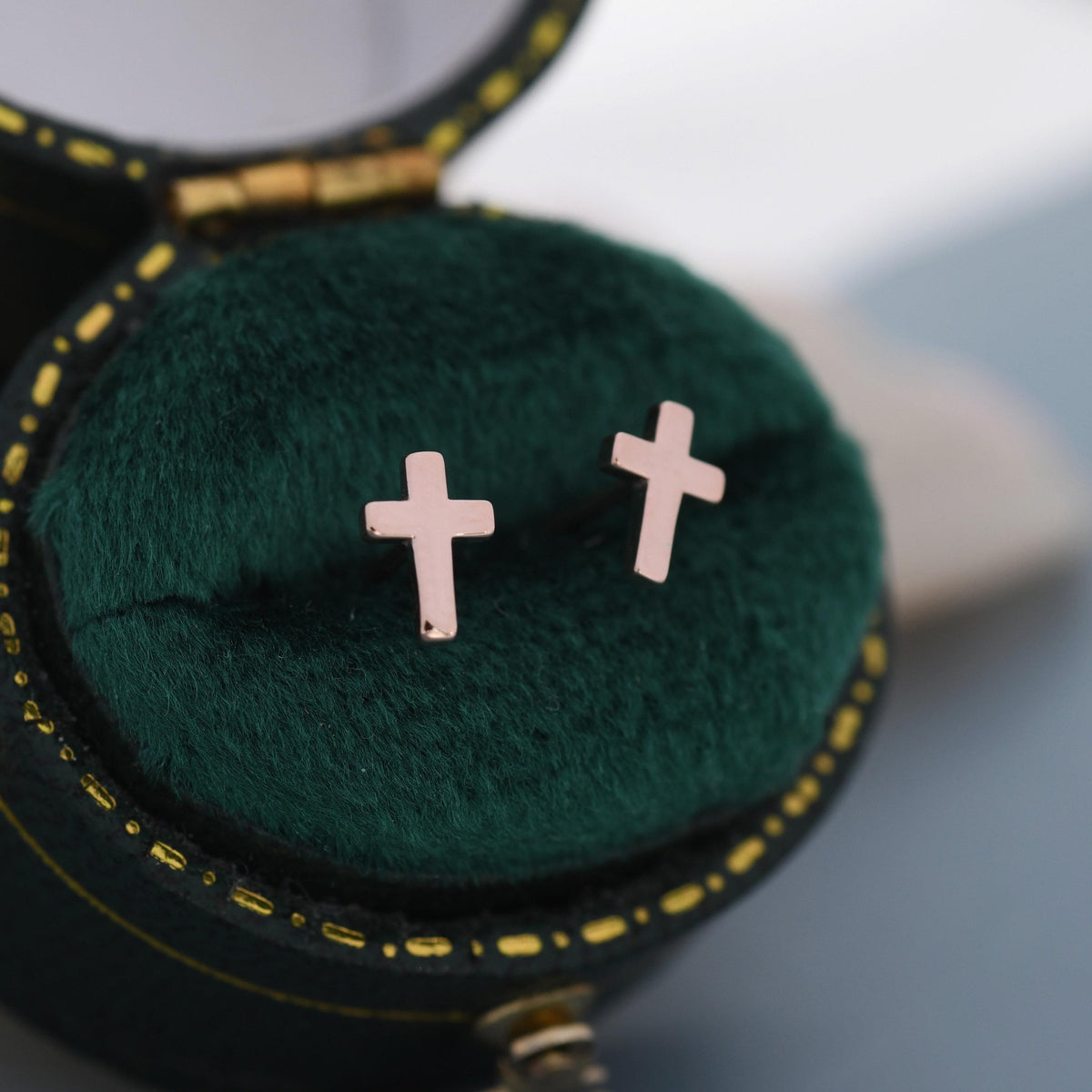 Tiny Cross 16G Internally Threaded Flat Back Earrings in Sterling Silver