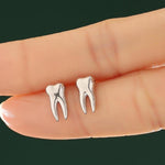 Teeth Earrings in Sterling Silver, Molar Stud Earrings, Silver or Gold, Silver Tooth Stud Earrings, Cute and Quirky Earrings