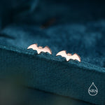Tiny Bat 16G Internally Threaded Flat Back Earrings in Sterling Silver, Animal Earrings