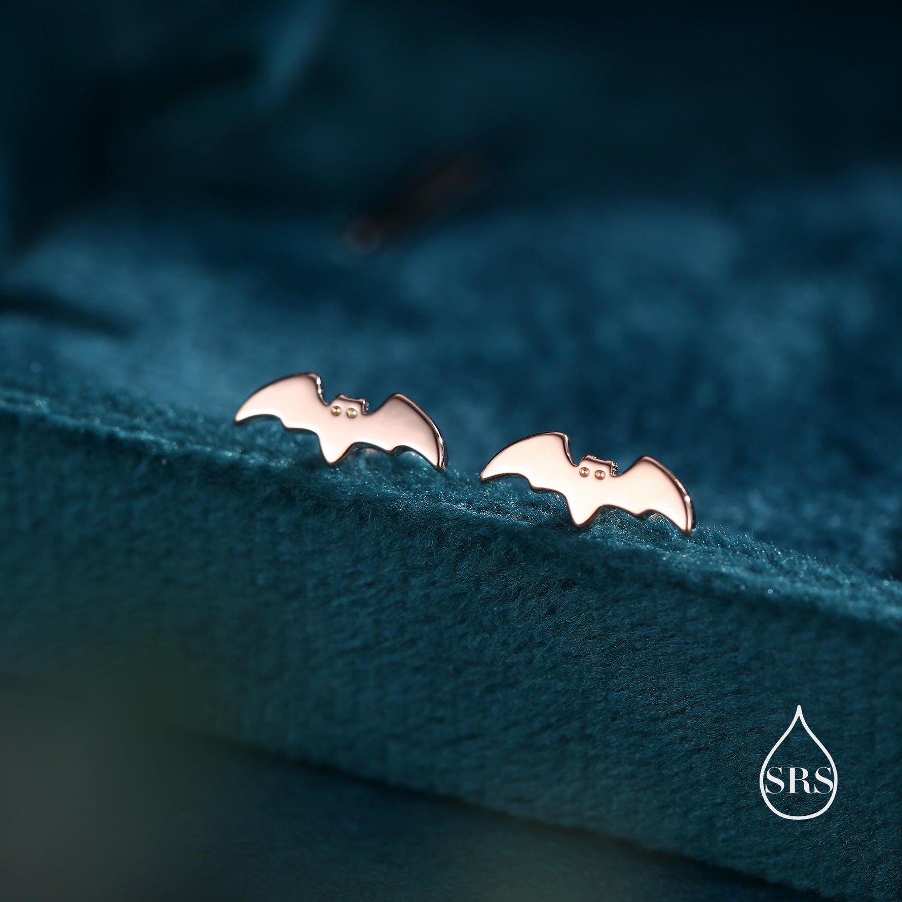 Tiny Bat 16G Internally Threaded Flat Back Earrings in Sterling Silver, Animal Earrings