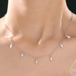 CZ Marquise Pendant Necklace in Sterling Silver, Silver or Gold, Marquise Charm Necklace, Droplet Satellite Necklace