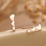 Heart Crawler Earrings in Sterling Silver, Silver, Gold or Rose Gold, Three Hearts Climber Earrings, Ear Climbers