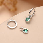 May Birthstone Emerald Green Crystal Drop Hoop Earrings in Sterling Silver, Detachable Dangle Earrings, Silver, Gold, Rose Gold