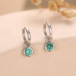 May Birthstone Emerald Green Crystal Drop Hoop Earrings in Sterling Silver, Detachable Dangle Earrings, Silver, Gold, Rose Gold