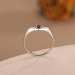 Kite Signet Sapphire Ring in Sterling Silver, Silver or Gold, Starburst Sapphire Blue CZ Ring, Rhombus Ring, US 5 - 8