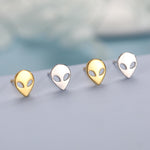 Alien Stud Earrings in Sterling Silver, Silver or Gold, UFO Earrings, Fun and Quirky Jewellery