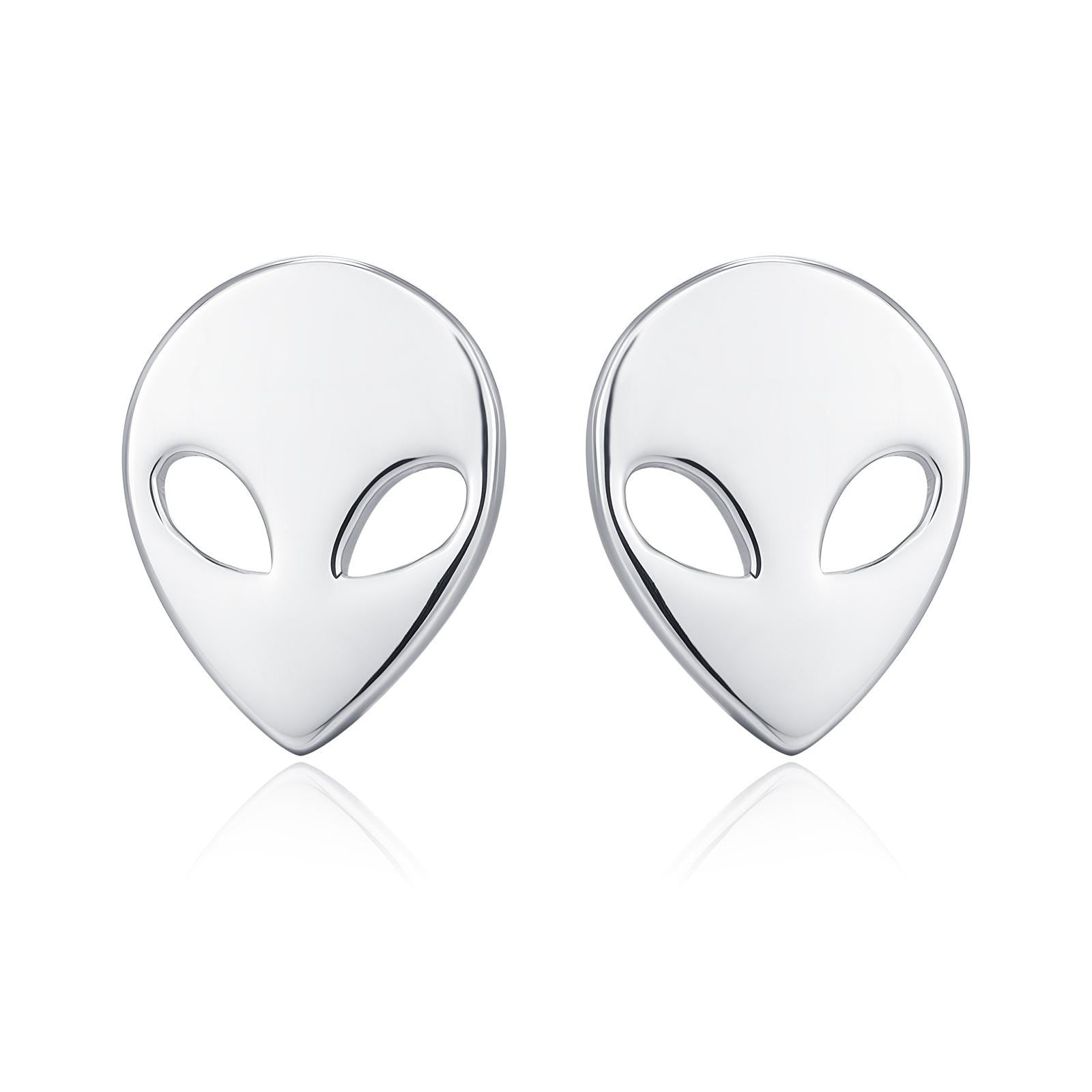 Alien Stud Earrings in Sterling Silver, Silver or Gold, UFO Earrings, Fun and Quirky Jewellery