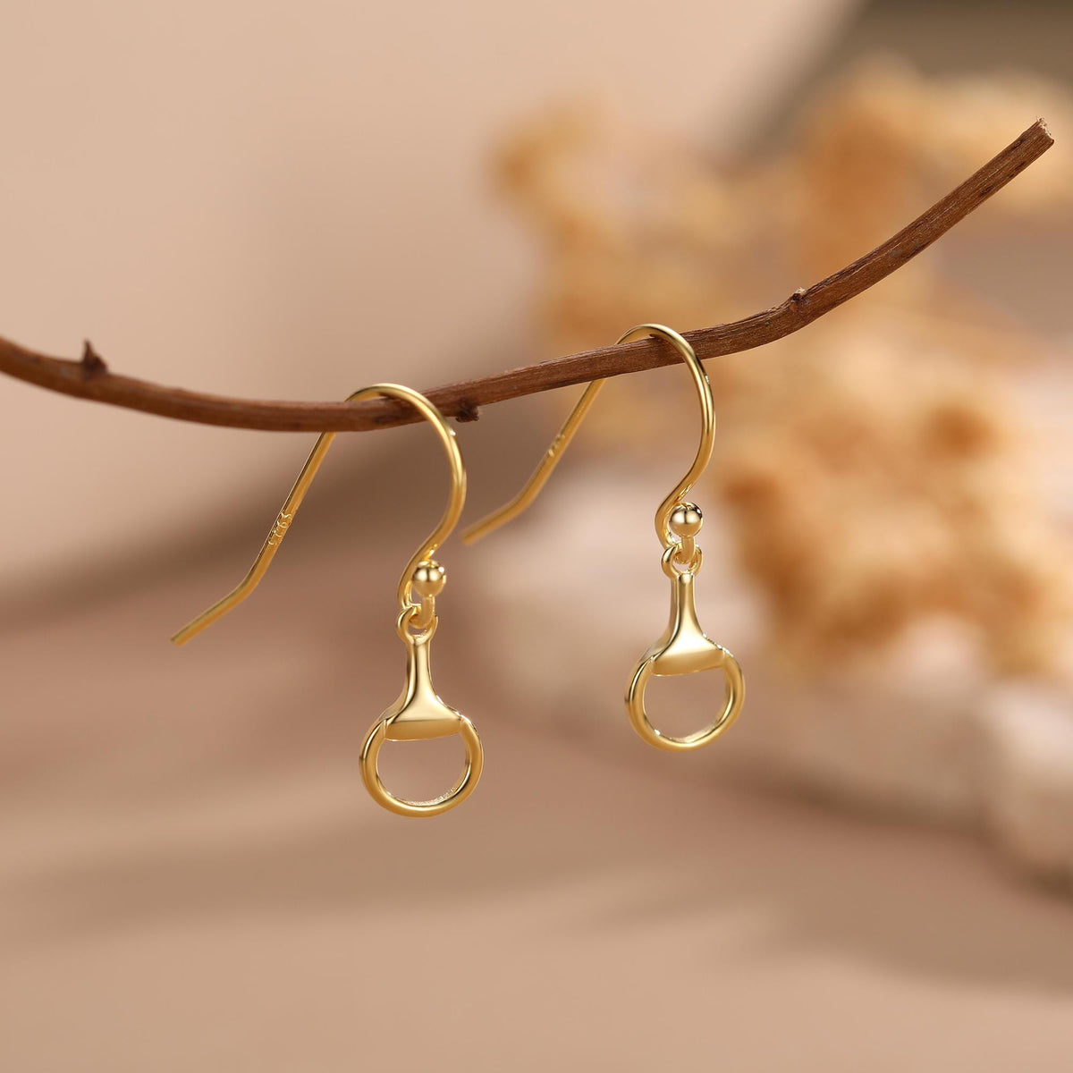 Snaffle Bit Drop Hook Earrings in Sterling Silver, Silver, Gold or Rose Gold, Horse Earrings, Horse Charm, Horse Gift, Horse Jewellery
