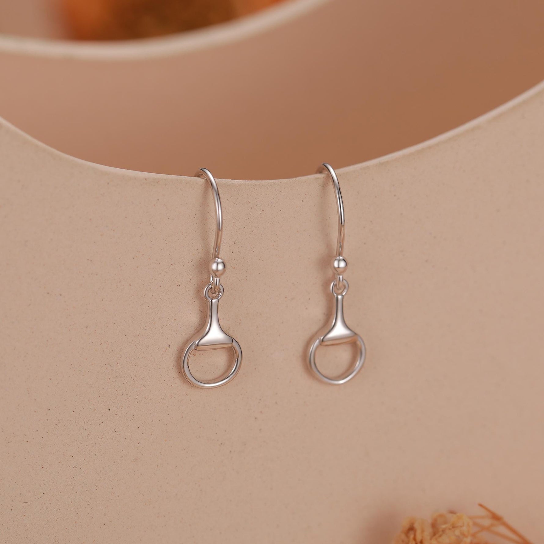 Snaffle Bit Drop Hook Earrings in Sterling Silver, Silver, Gold or Rose Gold, Horse Earrings, Horse Charm, Horse Gift, Horse Jewellery