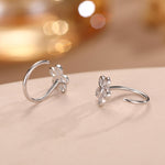 Forget me not Flower Huggie Hoop Earrings in Sterling Silver, Curved Post Earrings, Open Hoops, Pull-Through Threader Earrings,