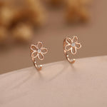 Forget me not Flower Huggie Hoop Earrings in Sterling Silver, Curved Post Earrings, Open Hoops, Pull-Through Threader Earrings,