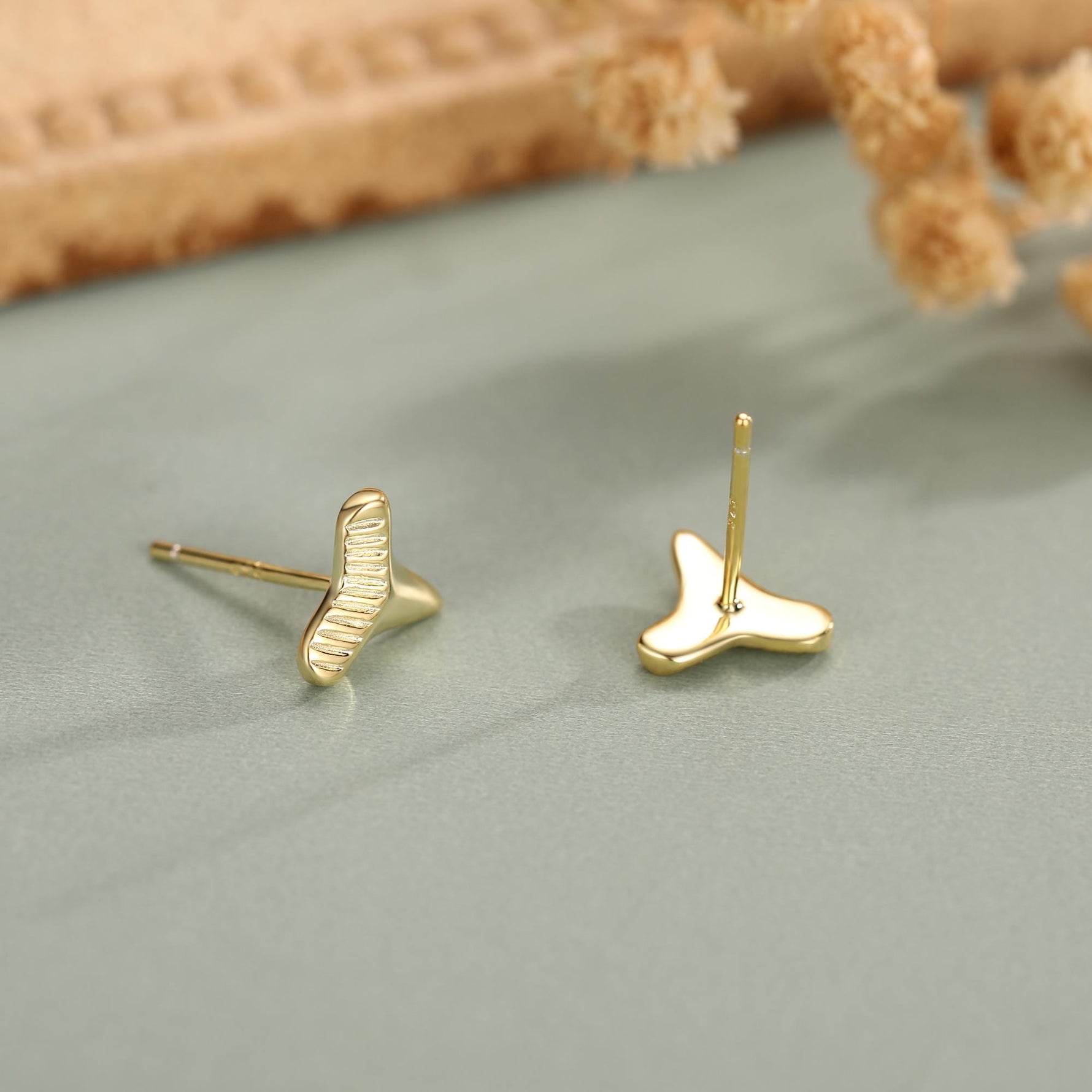Shark Tooth Design Stud Earrings in Sterling Silver, Silver or Gold, Shark Tooth Shape Earrings, Animal Earrings, Nature Inspired