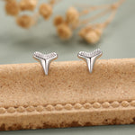 Shark Tooth Design Stud Earrings in Sterling Silver, Silver or Gold, Shark Tooth Shape Earrings, Animal Earrings, Nature Inspired
