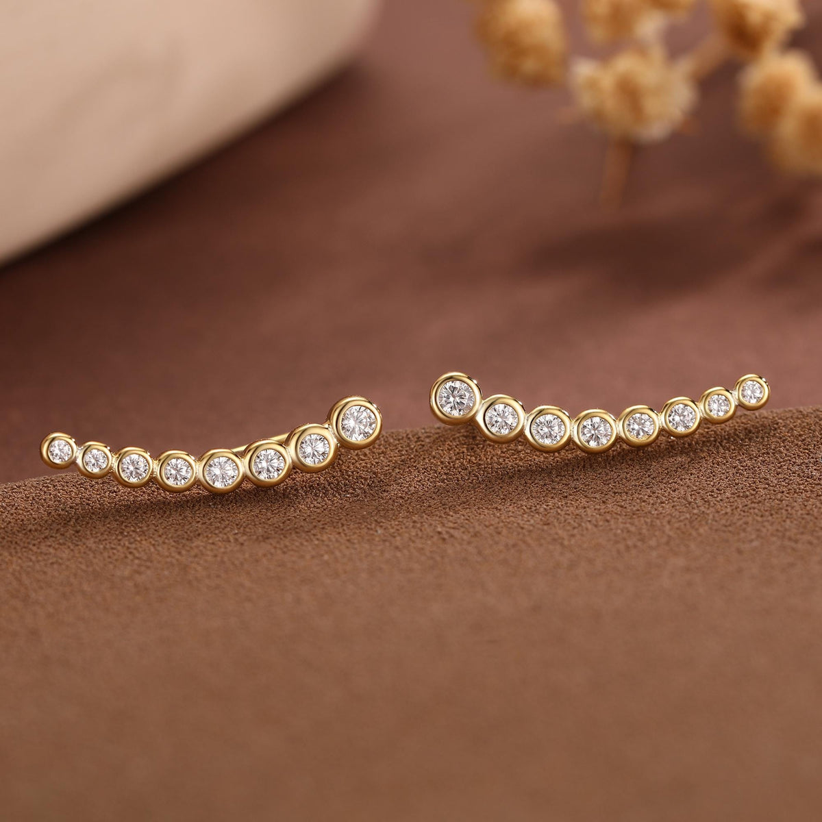 Pebble CZ Crawler Earrings in Sterling Silver, Silver, Gold or Rose Gold, Dotted Ear Crawlers, Dots Crawler, Bobble Crawlers