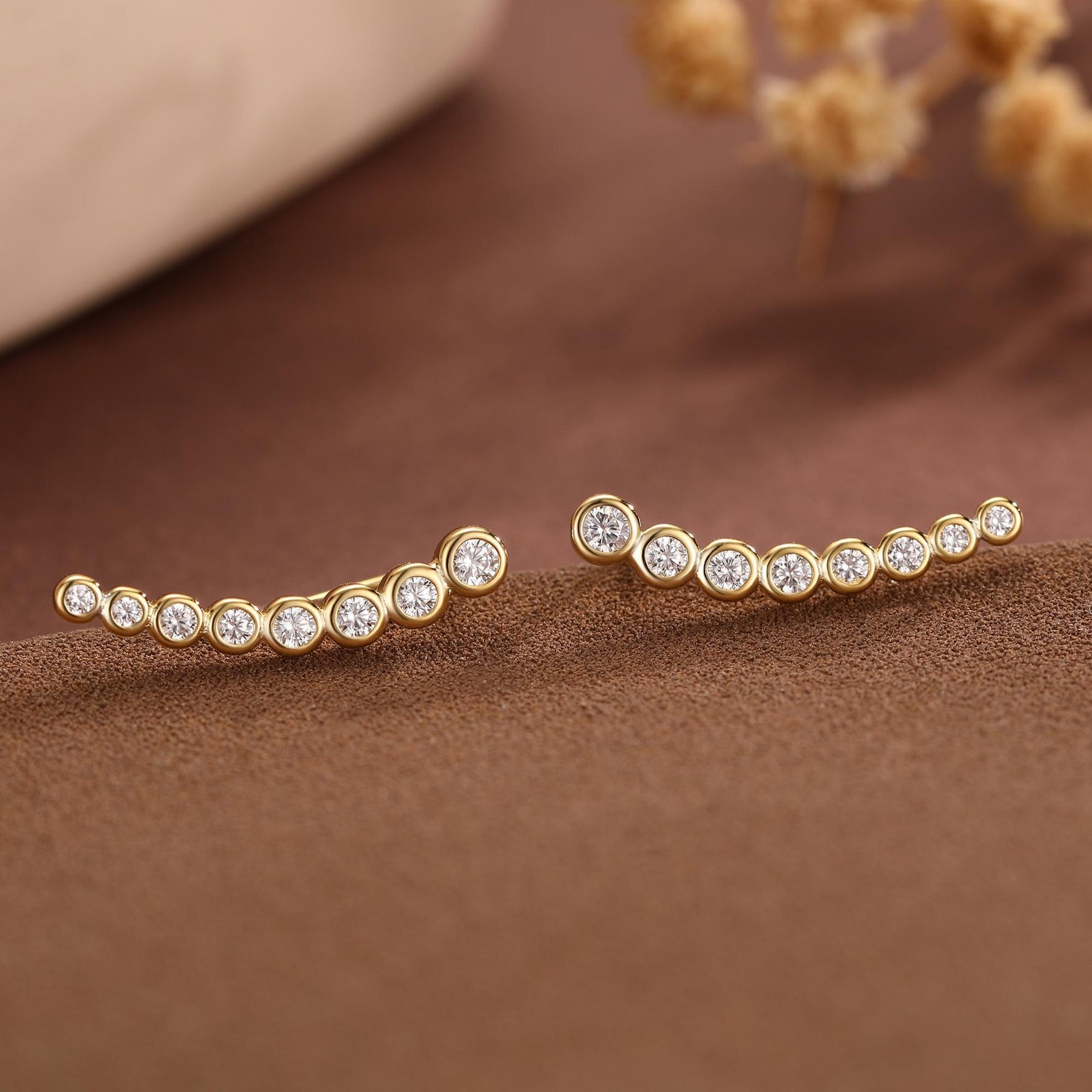 Pebble CZ Crawler Earrings in Sterling Silver, Silver, Gold or Rose Gold, Dotted Ear Crawlers, Dots Crawler, Bobble Crawlers