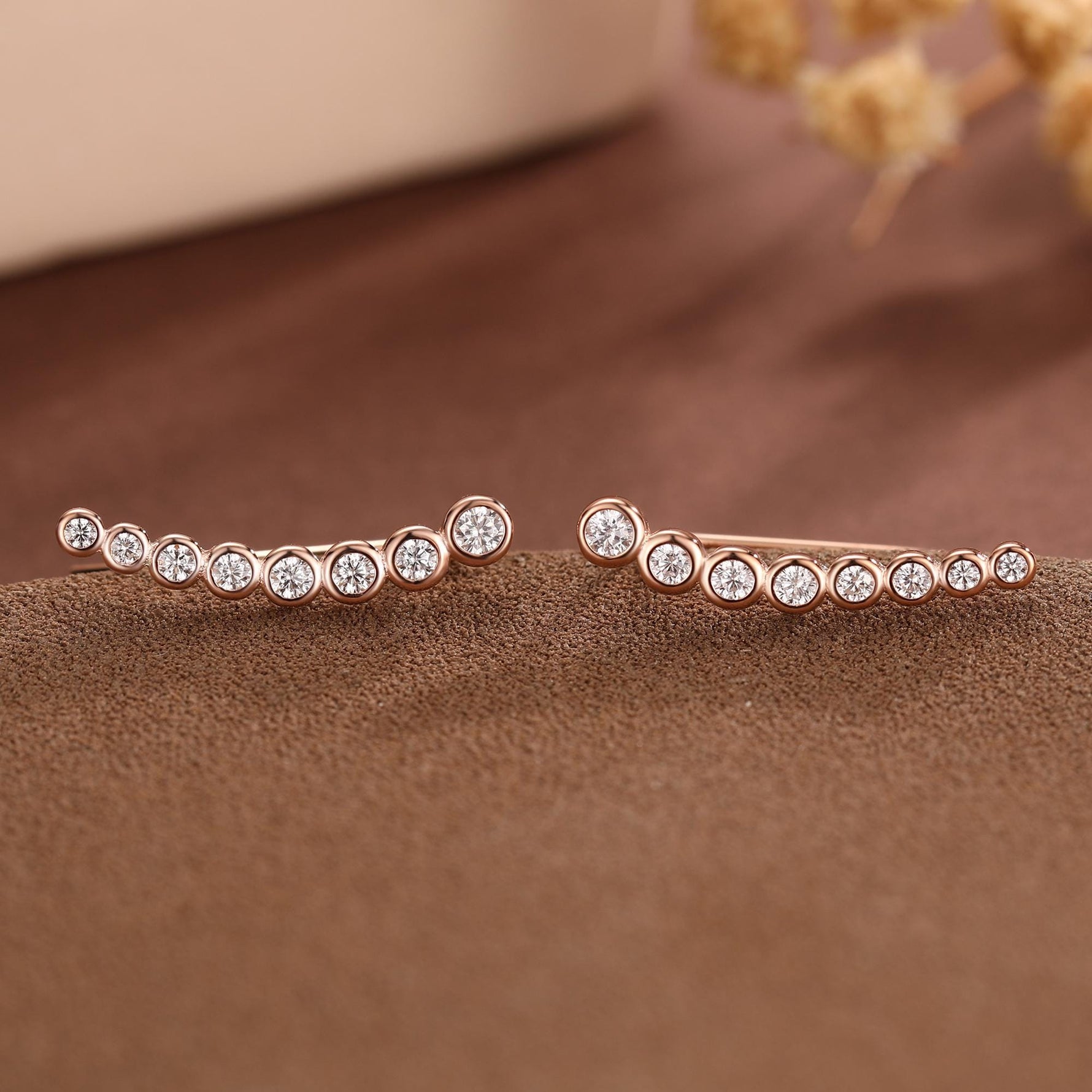 Pebble CZ Crawler Earrings in Sterling Silver, Silver, Gold or Rose Gold, Dotted Ear Crawlers, Dots Crawler, Bobble Crawlers