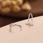 Beaded Bar Open Huggie Hoops in Sterling Silver, Pebble Bar Open Hoops, Bauble Bar Earrings, Silver or Gold or Rose Gold, Bar Earrings
