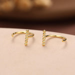 Beaded Bar Open Huggie Hoops in Sterling Silver, Pebble Bar Open Hoops, Bauble Bar Earrings, Silver or Gold or Rose Gold, Bar Earrings