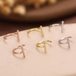 Beaded Bar Open Huggie Hoops in Sterling Silver, Pebble Bar Open Hoops, Bauble Bar Earrings, Silver or Gold or Rose Gold, Bar Earrings