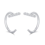 Beaded Bar Open Huggie Hoops in Sterling Silver, Pebble Bar Open Hoops, Bauble Bar Earrings, Silver or Gold or Rose Gold, Bar Earrings