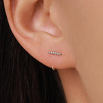 Beaded Bar Open Huggie Hoops in Sterling Silver, Pebble Bar Open Hoops, Bauble Bar Earrings, Silver or Gold or Rose Gold, Bar Earrings
