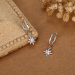 Starburst Huggie Hoop Earrings in Sterling Silver