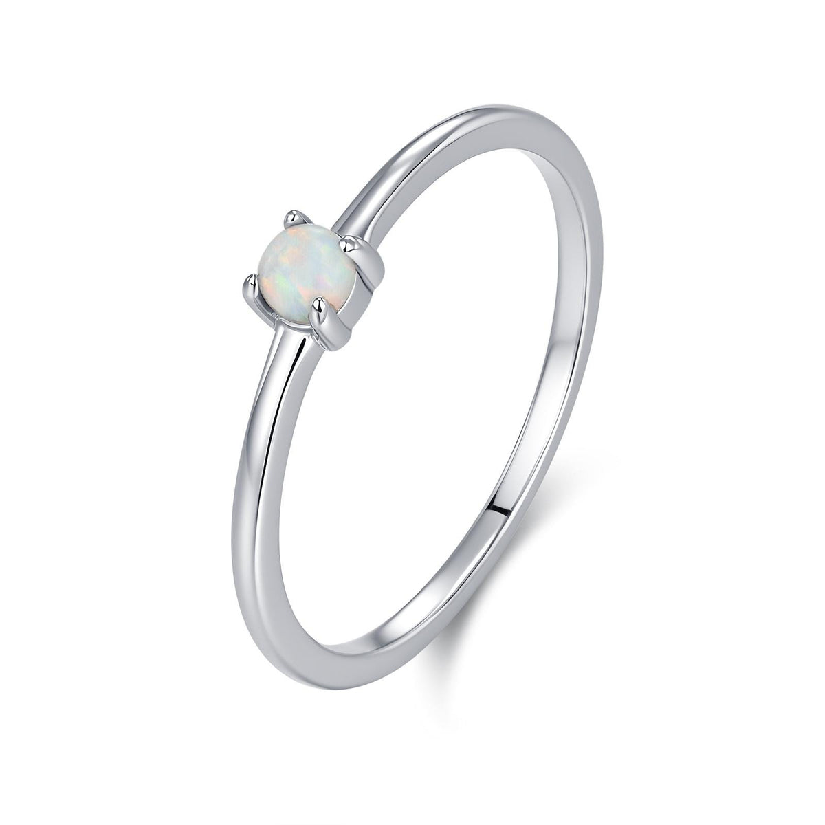Tiny Fire Opal Ring in Sterling Silver, US 5 - 8, 3mm Opal Ring, Prong Set, Lab Opal Stone Ring, White Opal Ring, Delicate Stacking Ring,