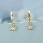 CZ Star Huggie Hoop Earrings in Sterling Silver, Silver or Gold, North Star Dangle Earrings, Sunburst Earrings, Celestial Jewellery