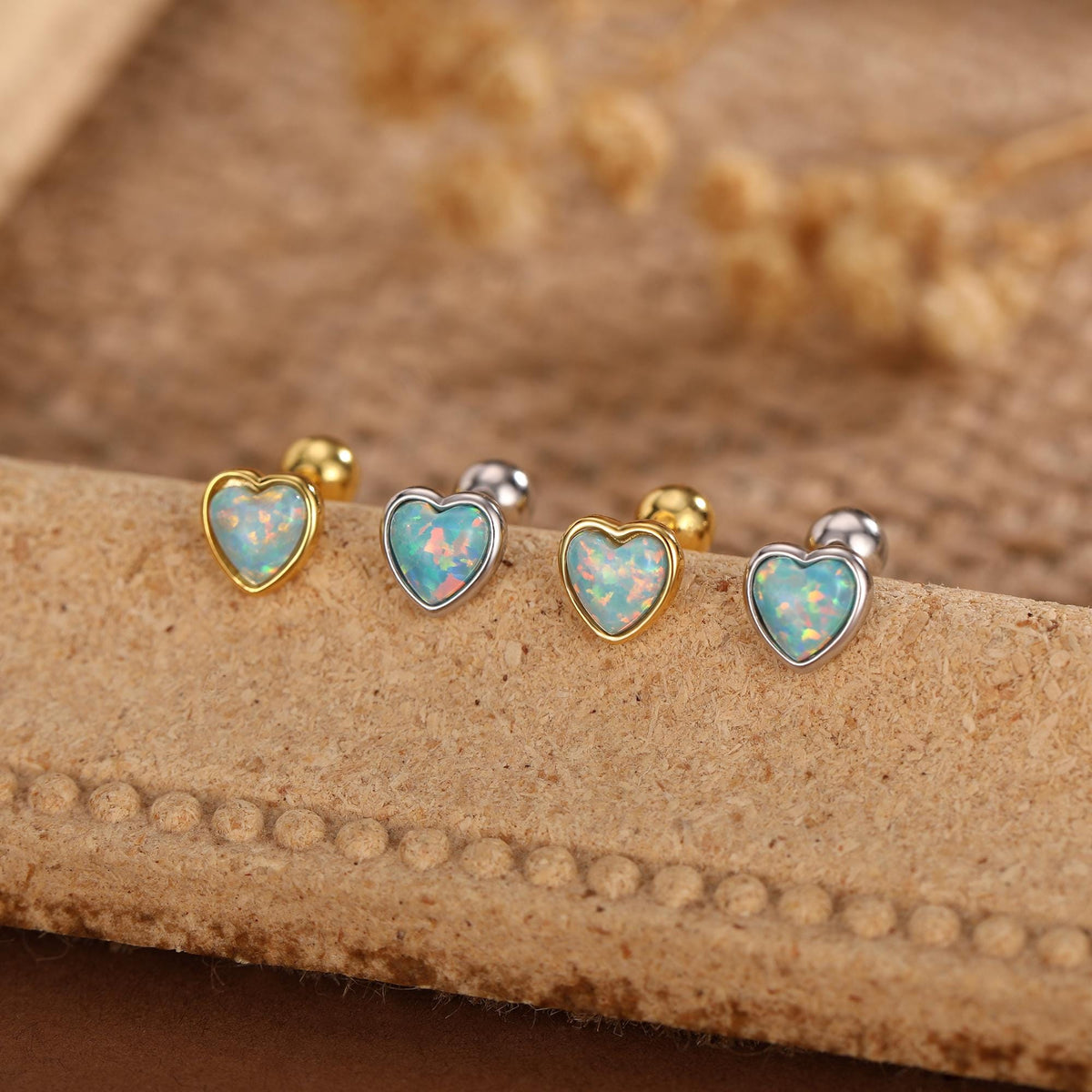 Green Opal Heart Screw Back Earrings in Sterling Silver, Opal Heart Earrings, Silver or Gold, Heart Earrings, Aqua Green Blue Opal Earrings