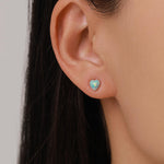 Green Opal Heart Screw Back Earrings in Sterling Silver, Opal Heart Earrings, Silver or Gold, Heart Earrings, Aqua Green Blue Opal Earrings