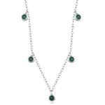 Emerald Green CZ Charm Necklace in Sterling Silver, Silver or Gold, Satellite Crystal Necklace, Solid Silver Necklace