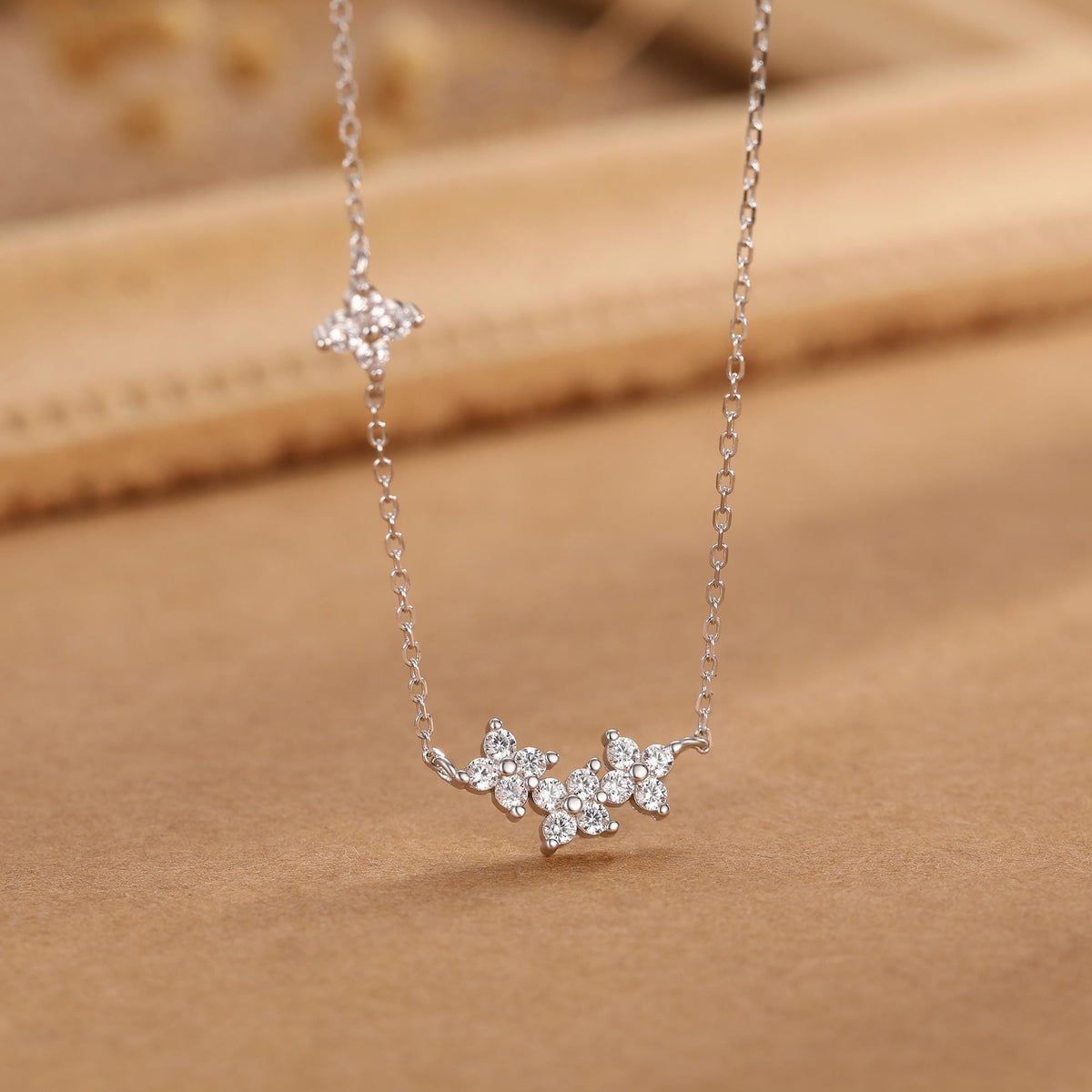 CZ Hydrangea Bouquet Charm Necklace
