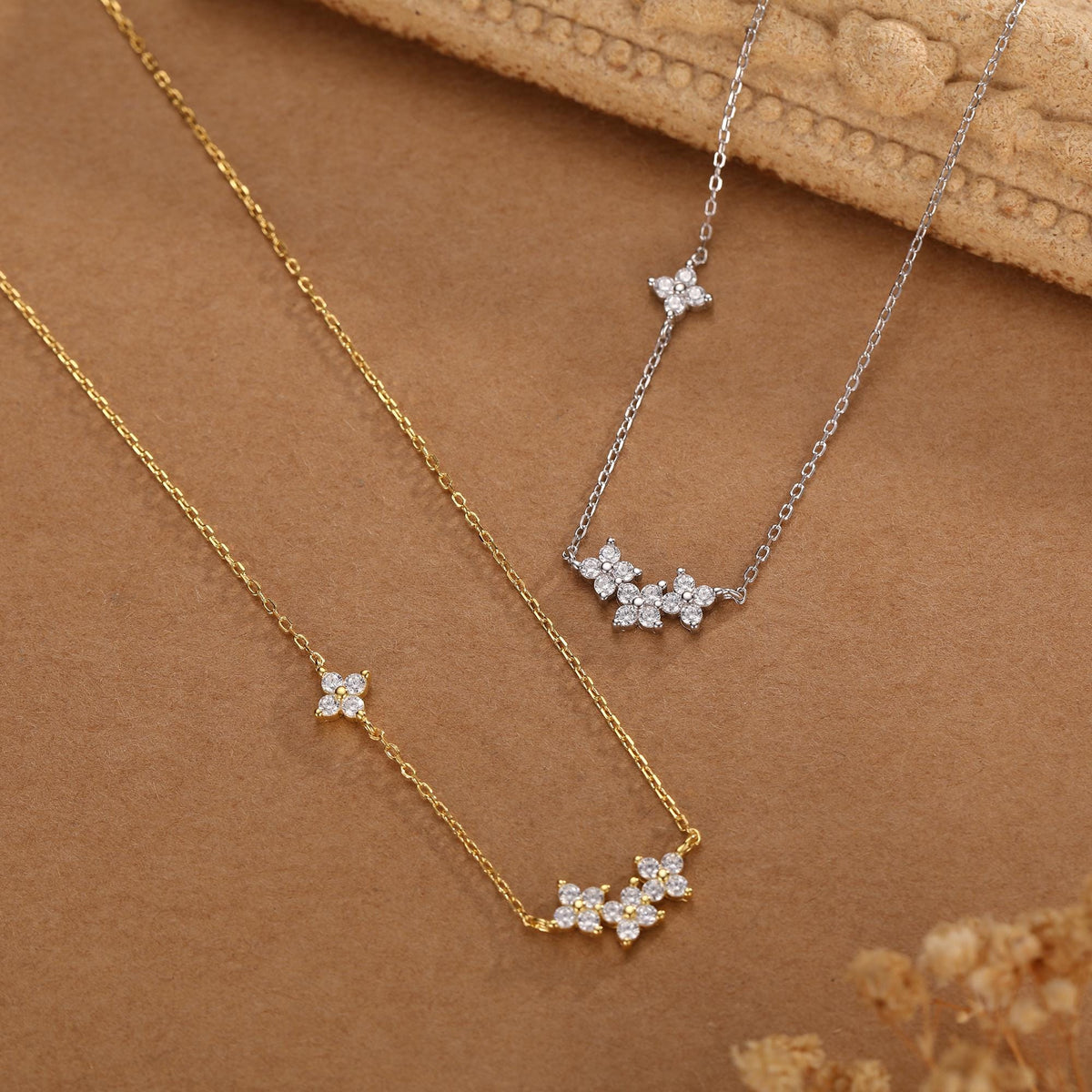 CZ Hydrangea Bouquet Charm Necklace