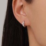 Star Constellation CZ Huggie Hoop in Sterling Silver, Silver or Gold or Rose Gold, 9mm Inner Diameter, Stacking Earrings, CZ Cluster Hoops,
