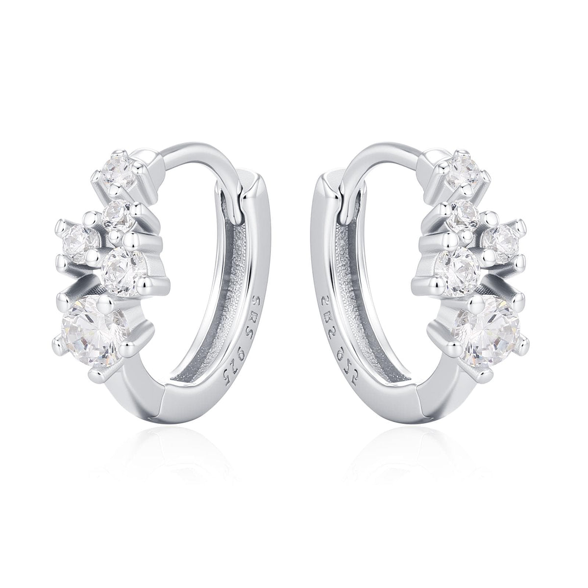 Star Constellation CZ Huggie Hoop in Sterling Silver, Silver or Gold or Rose Gold, 9mm Inner Diameter, Stacking Earrings, CZ Cluster Hoops,