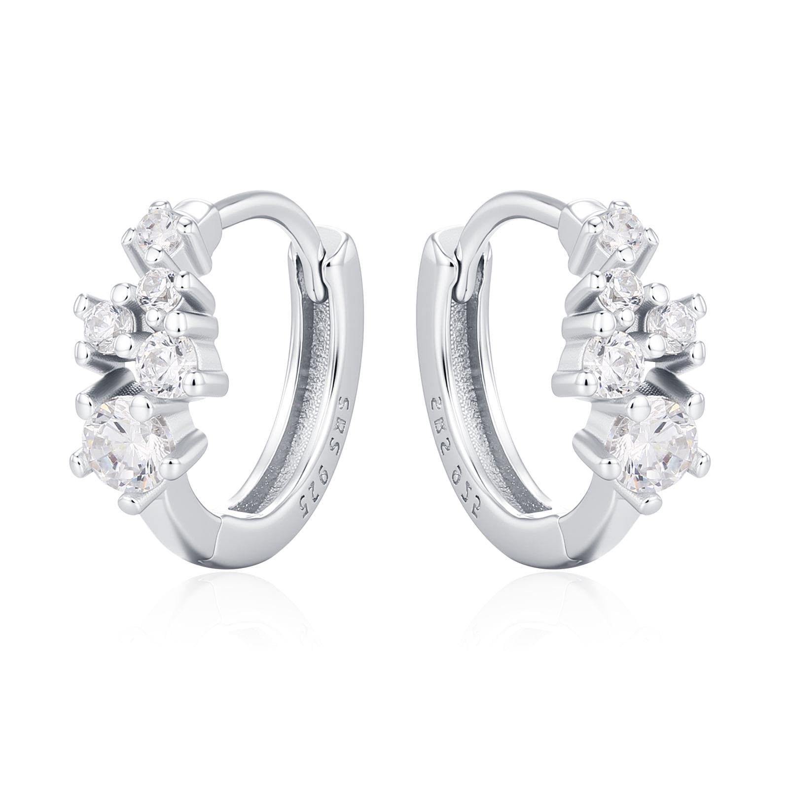 Star Constellation CZ Huggie Hoop in Sterling Silver, Silver or Gold or Rose Gold, 9mm Inner Diameter, Stacking Earrings, CZ Cluster Hoops,
