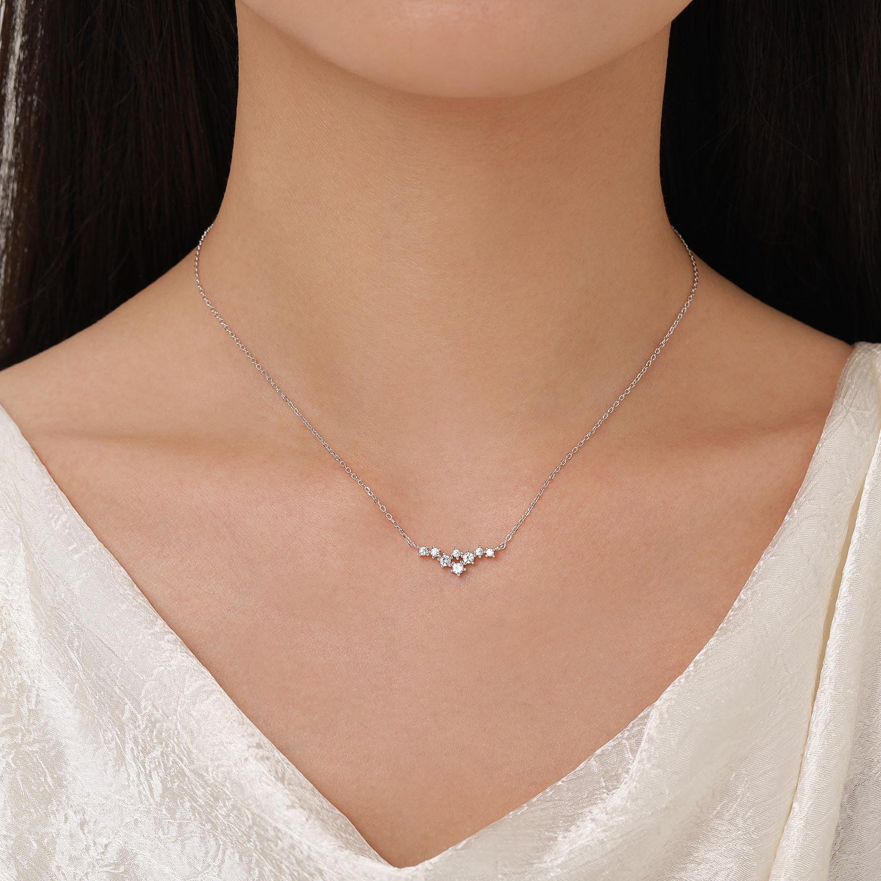 Constellation CZ Cluster Charm Necklace