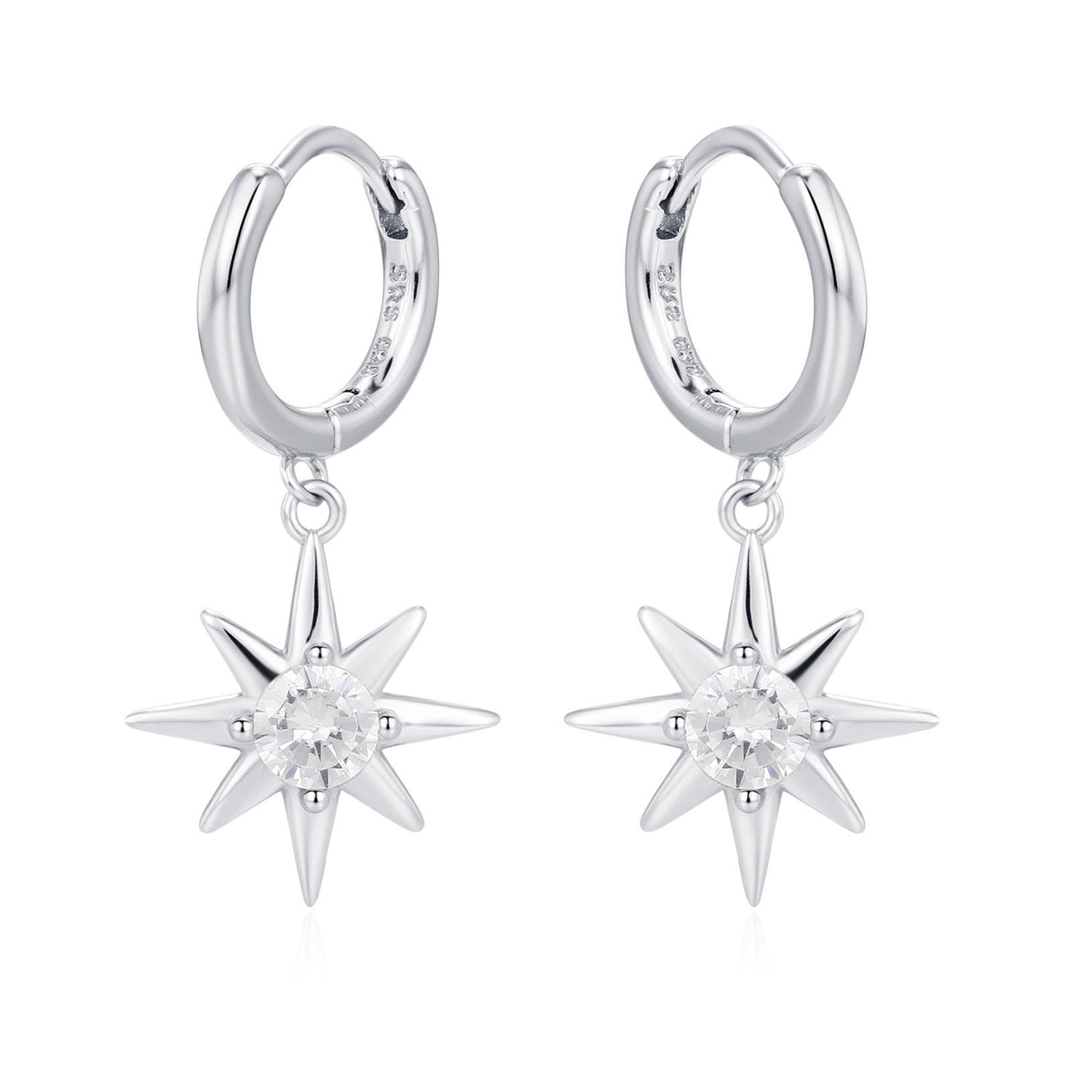 Starburst Huggie Hoop Earrings in Sterling Silver