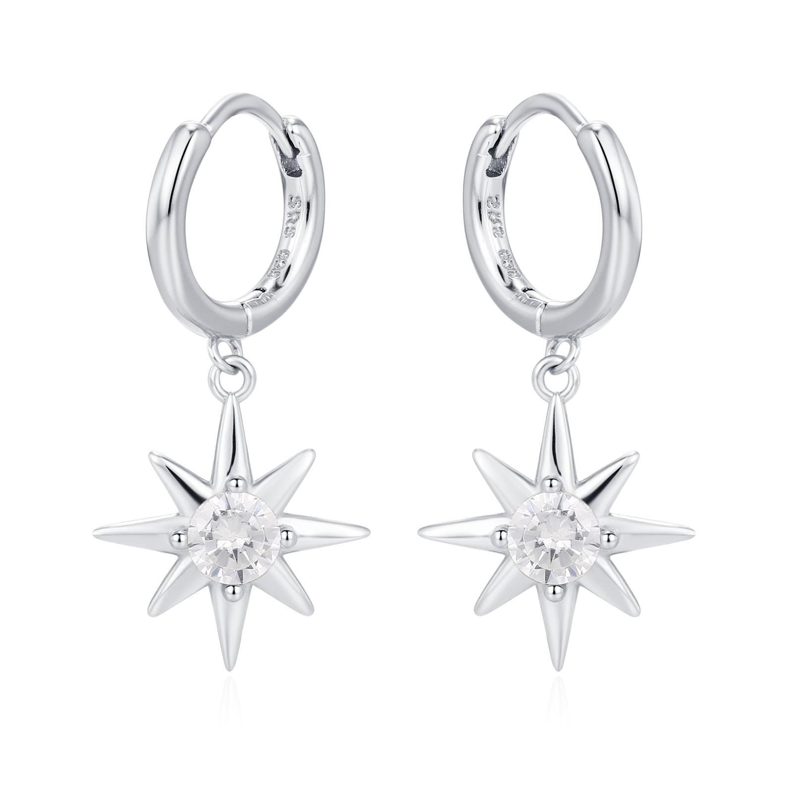 Starburst Huggie Hoop Earrings in Sterling Silver