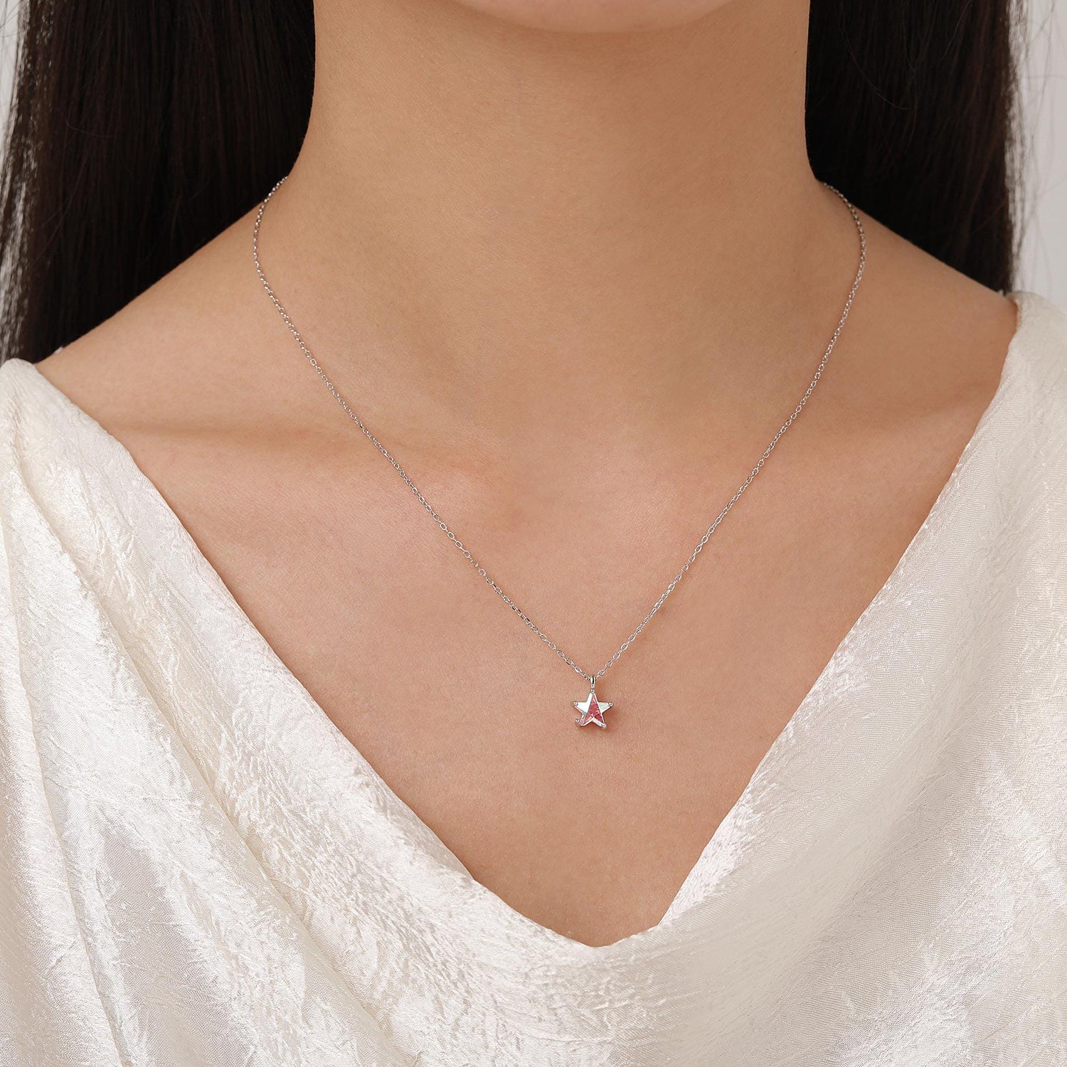 Sterling Silver Aurora AB CZ Star Pendant Necklace, Silver or Gold, Star Shape CZ Necklace, Colour Changing Star Necklace