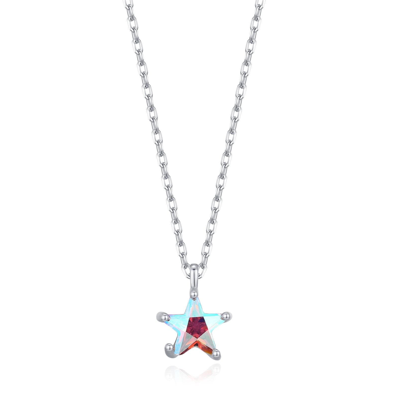 Sterling Silver Aurora AB CZ Star Pendant Necklace, Silver or Gold, Star Shape CZ Necklace, Colour Changing Star Necklace
