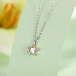 Sterling Silver Aurora AB CZ Star Pendant Necklace, Silver or Gold, Star Shape CZ Necklace, Colour Changing Star Necklace