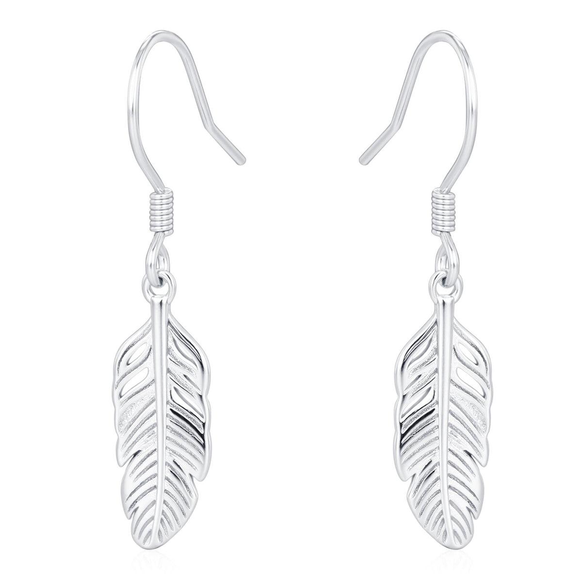 Sterling Silver Feather Drop Hook Earrings, Silver or Gold or Rose Gold, Delicate Feather Dangle Earrings, Nature Inspired