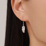Sterling Silver Feather Drop Hook Earrings, Silver or Gold or Rose Gold, Delicate Feather Dangle Earrings, Nature Inspired
